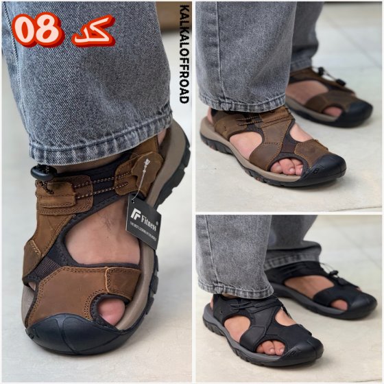 صندل آب‌نوردی مردانه فیتنس مدل K2025-08 | رویه چرم طبیعی، سایز 41 تا 45