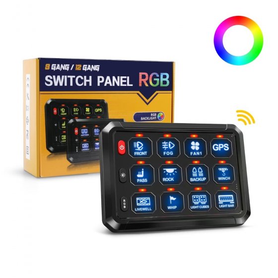 سوئیچ پنل 12 کانال بی‌سیم برای خودرو، کمپر و تجهیزات آفرود